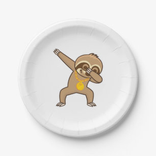 Sloth dab paper plate