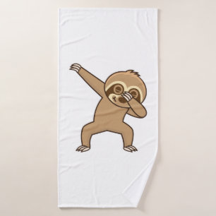 Sloth dabbing Sticker Bath Towel