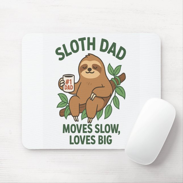 Sloth Dad – Moves Slow, Loves Big Mouse Pad (With Mouse)