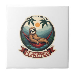 Sloth Dinosaur Vintage Retro Ride Graphic Ceramic Tile