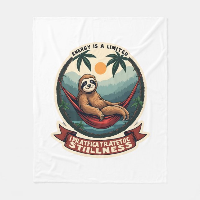 Sloth Dinosaur Vintage Retro Ride Graphic Fleece Blanket (Front)