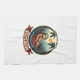 Sloth Dinosaur Vintage Retro Ride Graphic Tea Towel