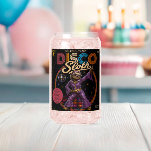 Sloth Disco Diva Can Glass
