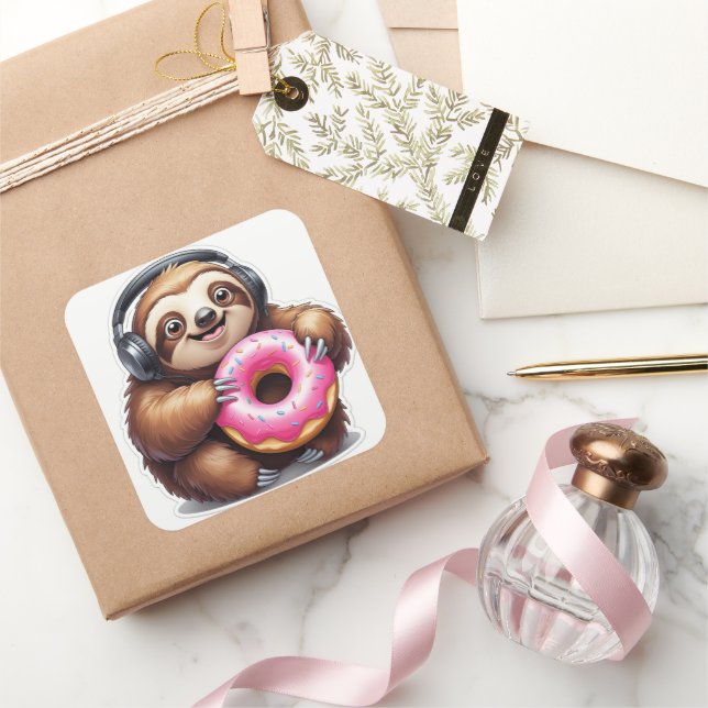 Sloth & Doughnut Chill Mode Square Sticker (Gifting)