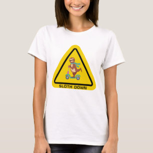 Sloth Down   Funny Sloth Riding Scooter Template  T-Shirt
