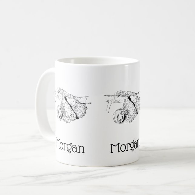 Sloth Drawing Lithograph #1 Coffee Mug (Front Left)