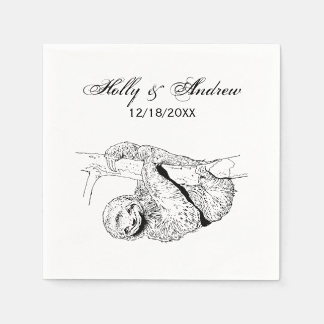 Sloth Drawing Lithograph #1 Napkin (Front)
