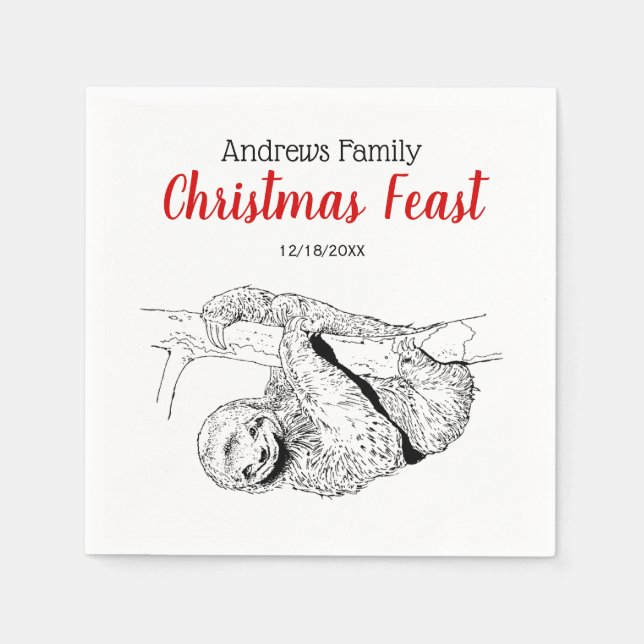 Sloth Drawing Lithograph #1 Napkin (Front)