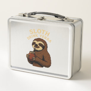 Sloth Drink Yerba � Funny Retro Vintage Sloth with Metal Lunch Box