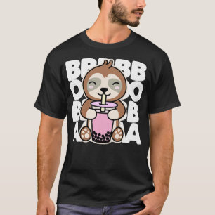 Sloth Drinking Boba Cute Kawaii Bubble Tea Dark T-Shirt