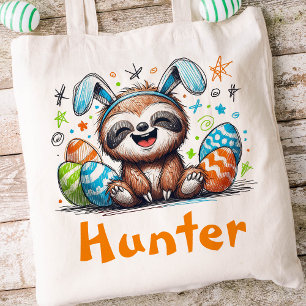 Sloth Easter Kids Name Boys Bunny Tote Bag