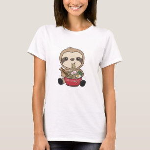 Sloth Eat Ramen Cute Kawaii Noodle Sloth T-Shirt