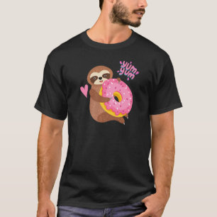 Sloth Eating a Pink Doughnut Cute Animal For Women T-Shirt