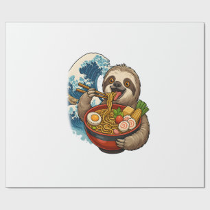 Sloth Eating Japanese Ramen Wrapping Paper