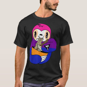 Sloth Eating Ramen LGBTQ Cute Animal Biseual Pride T-Shirt