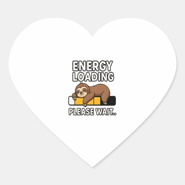 Sloth Energy Saving Mood Heart Sticker (Front)