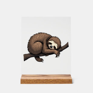 Sloth Etched Art Retro Nature Tee (2) Acrylic Sign