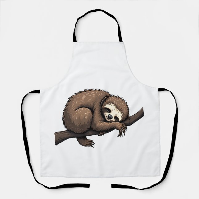 Sloth Etched Art Retro Nature Tee (2) Apron (Front)