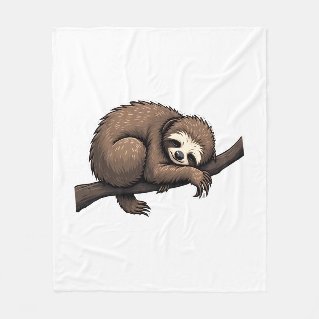 Sloth Etched Art Retro Nature Tee (2) Fleece Blanket (Front)
