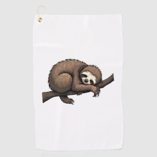 Sloth Etched Art Retro Nature Tee (2) Golf Towel