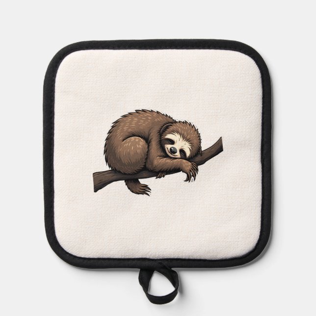 Sloth Etched Art Retro Nature Tee (2) Pot Holder (Front)