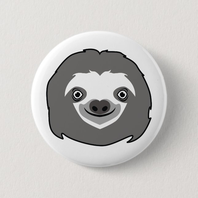 Sloth Face 6 Cm Round Badge (Front)