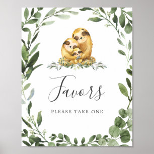 Sloth Family Baby Shower Favours Sign
