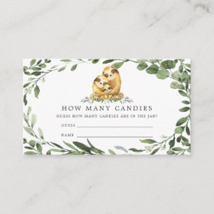 Sloth Family Baby Shower Guess How Many Candies Enclosure Card