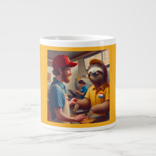 Sloth Fast Food Worker Large Coffee Mug