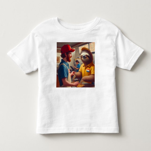 Sloth Fast Food Worker Toddler T-Shirt (Front)