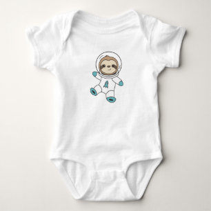Sloth Flies In Space As An Astronaut Rocket Baby Bodysuit