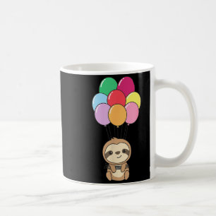 Sloth Flies Up With Colorful Balloons Kawaii Sloth Coffee Mug