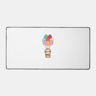 Sloth Flies Up with Colourful Balloons Kawaii Slot Desk Mat