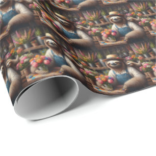 Sloth Florist Wrapping Paper