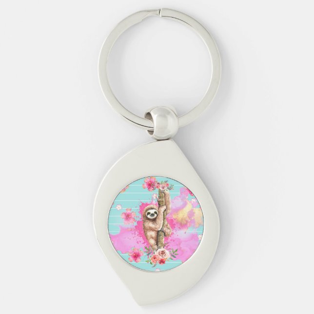 Sloth flowers key ring (Front)
