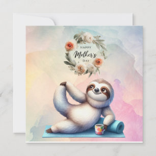Sloth for Mother's Day with flowers Card