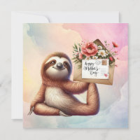 Sloth for Mother's Day with flowers