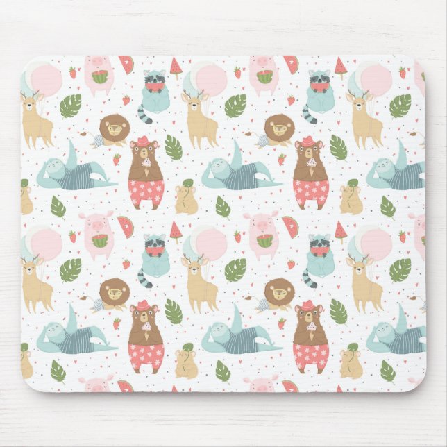 Sloth & Friends Pattern Mouse Pad (Front)
