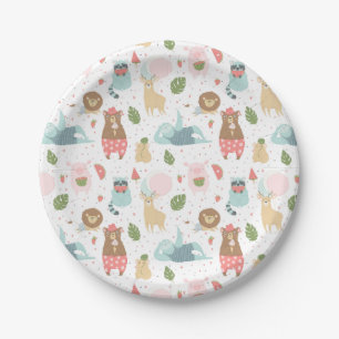 Sloth & Friends Pattern Paper Plate