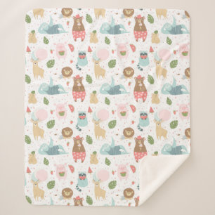 Sloth & Friends Pattern Sherpa Blanket