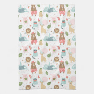 Sloth & Friends Pattern Tea Towel