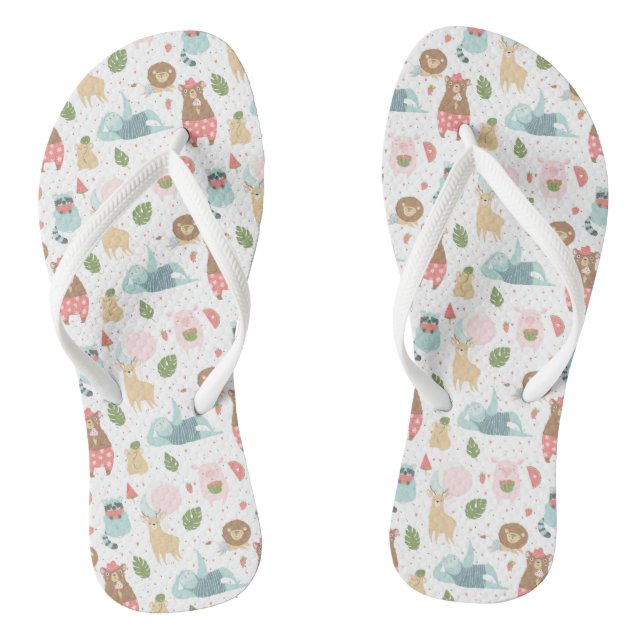 Sloth & Friends Pattern Thongs (Footbed)