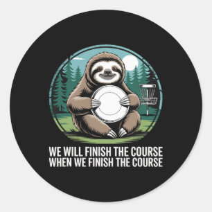 Sloth Frisbee Golf Player Retro Kawaii Disc Golf Classic Round Sticker