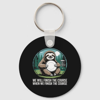 Sloth Frisbee Golf Player Retro Kawaii Disc Golf  Key Ring