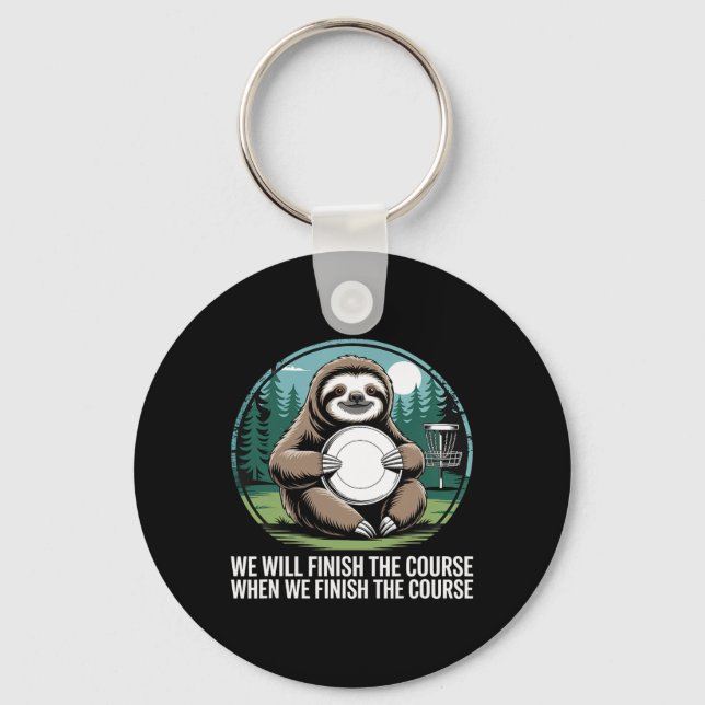 Sloth Frisbee Golf Player Retro Kawaii Disc Golf  Key Ring (Front)