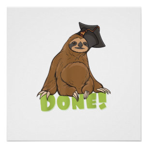 Sloth Funny Class Of 2024 School College Graduatio Poster