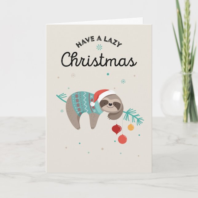 Sloth Funny Lazy Christmas Card (Front)