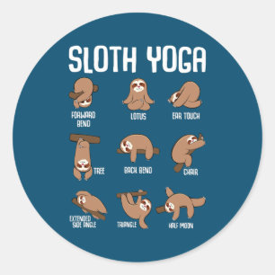 Sloth Funny Lazy Exercise Stretch Yoga Workout Classic Round Sticker