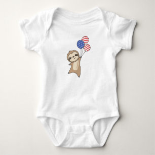 Sloth Funny Sloth 4th Of July American Baby Bodysuit