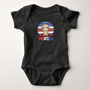 Sloth Funny Sloth 4th Of July American Baby Bodysuit